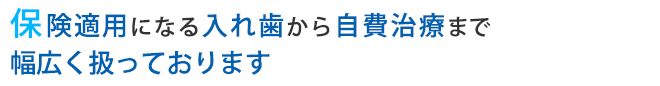 保険適用になる入れ歯から自費治療まで幅広く扱っております